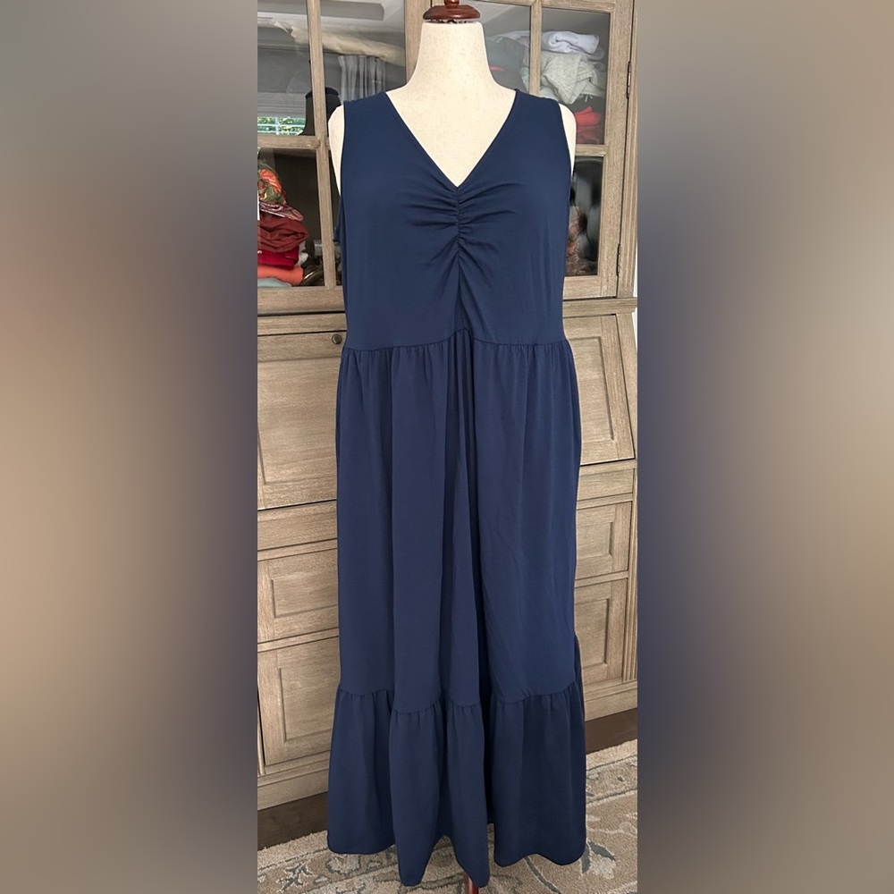 NWOT Lands End Navy Sleeveless Maxi Dress -1X